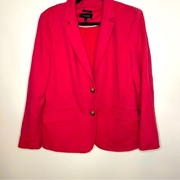 Talbots Women's Magenta Pink Aberdeen Cotton Blend  Button Front Blazer - Picture 1 of 9